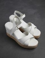 Sandales compensées blanches cuir femme pointure 39 bon état