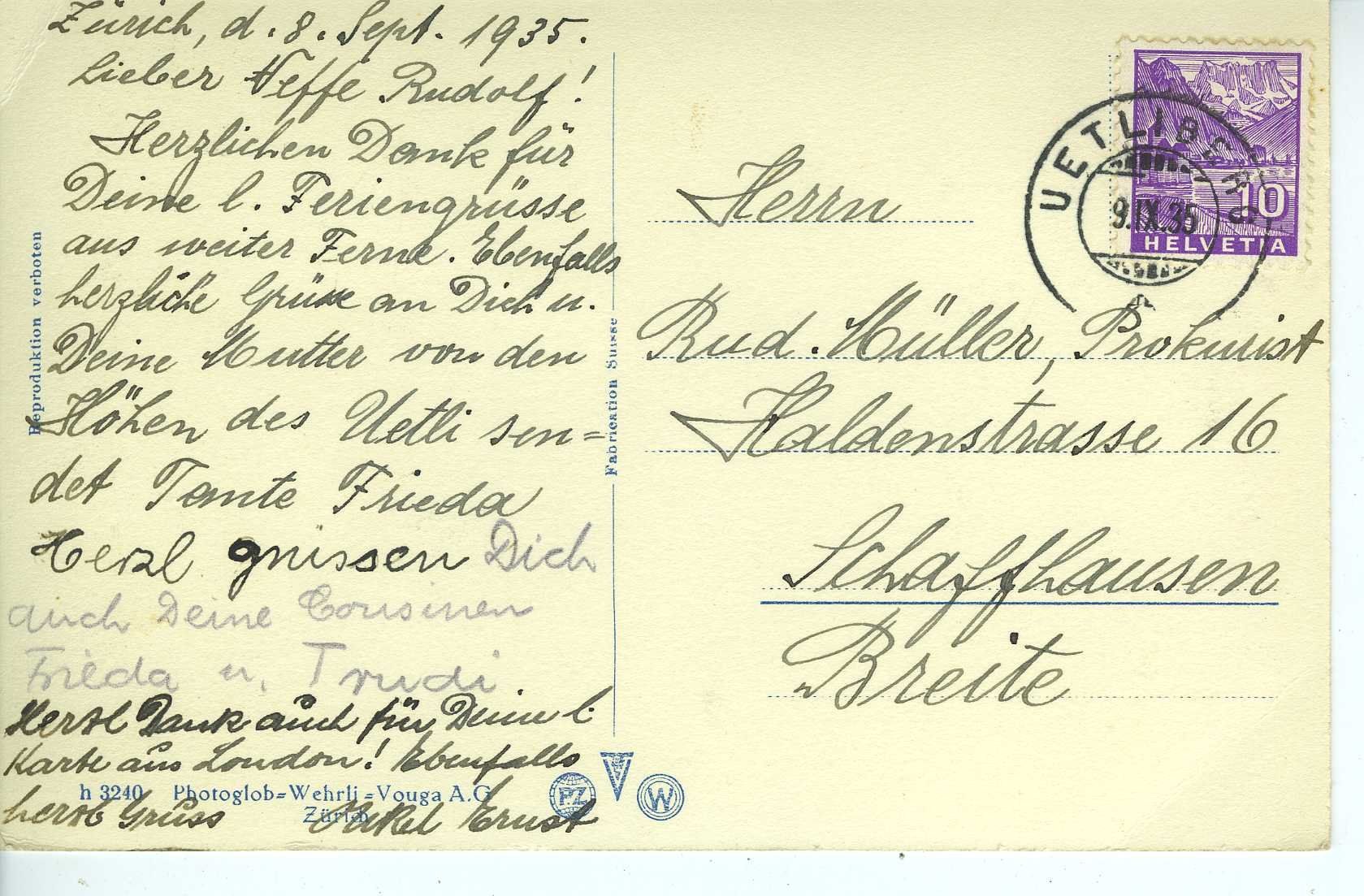 Cartoline postali: Uetliberg - Utokulm – Usato da Schleitheim venduto da Pmschlaate 1