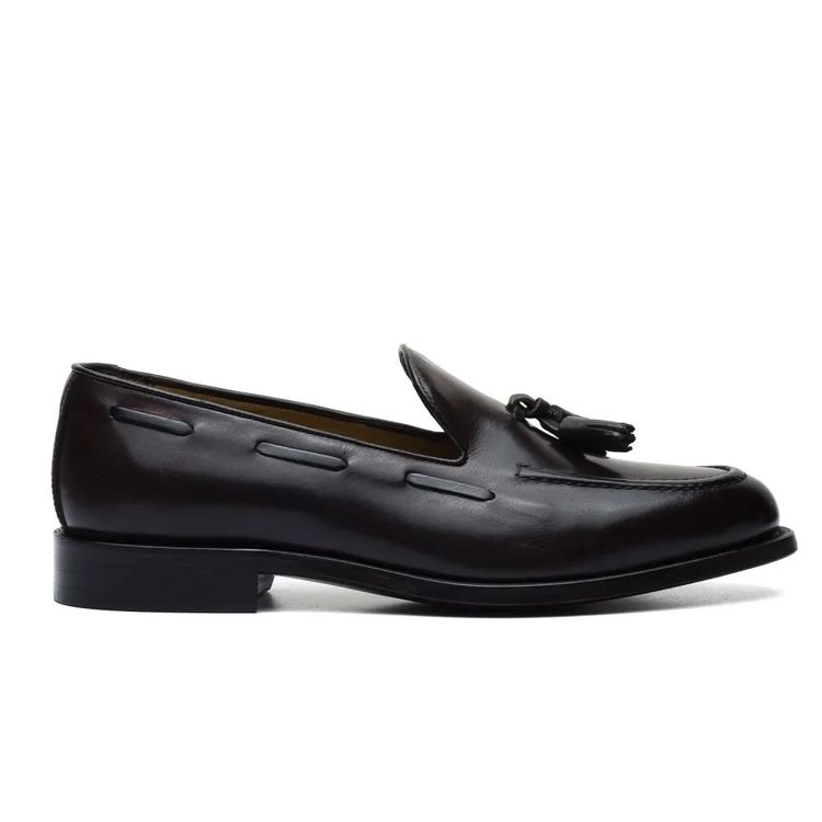 Tassel Loafer aus edlem dunkelbraunem Kalbsleder (Neu (gemäss ...