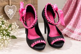 High Heels schwarz pink mit Schleife 
