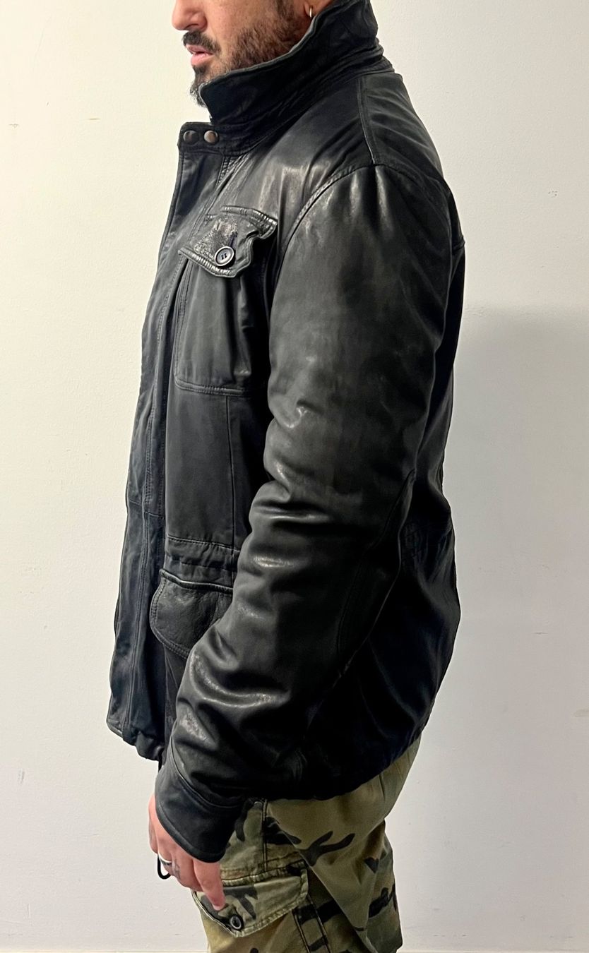 Giacche: LEONARDO Lederjacke Schwarz Echtleder Field Jacket Gr. XXL – Usato da Zürich venduto da Arche_Brockenhaus 3