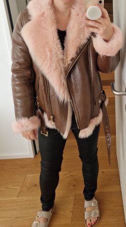 Uterque Winterjacke Pilot Pelz Leder Gr. M
