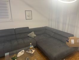 Ecksofa Beldomo Chenille grau gebraucht guter Zustand