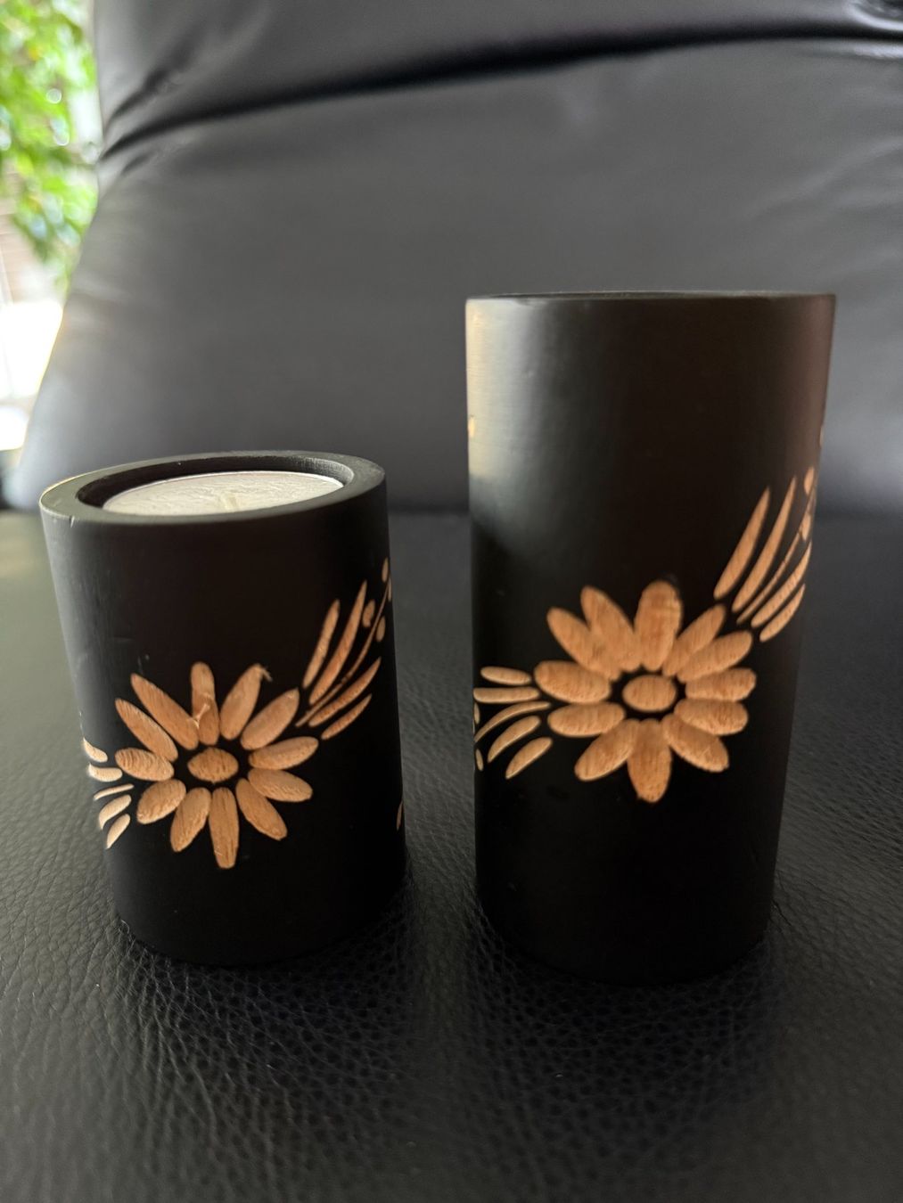 Kerzenständer: 2 STÜCK  WINDLICHT  TEELICHT  HOLZ  HANDARBEIT – Gebraucht aus Subingen von ArtBead 2
