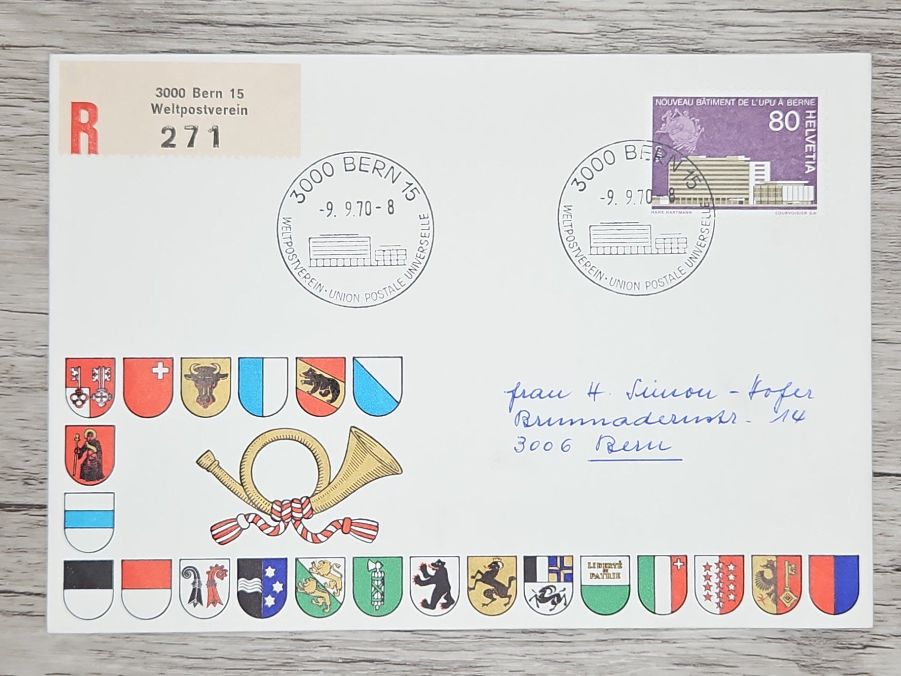 Tutti i francobolli: CL17 Enveloppe + Timbre Suisse 1970 – Usato da Cousset venduto da Patrick_Collections
