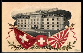 Präge-AK Brugg, Caserne, Schweizer Flag