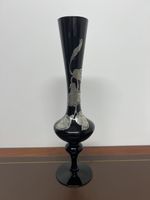 Vase noire élégante avec décor en étain 30cm