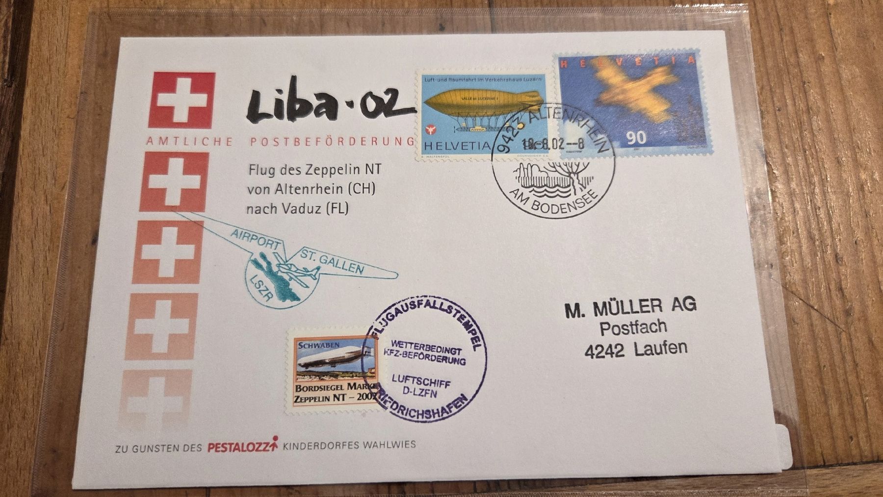 Tous les timbres: 2002 Zeppelin NT Flug Liba.02 mit Vignette – D'occasion à Arni AG par Moth68