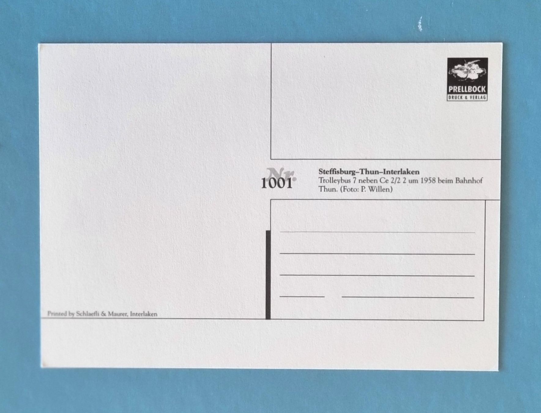 Cartoline postali: Thun - Rechte Thunerseebahn - Postauto Trolleybus um 1958 – Usato da Rothrist venduto da RROENK 1