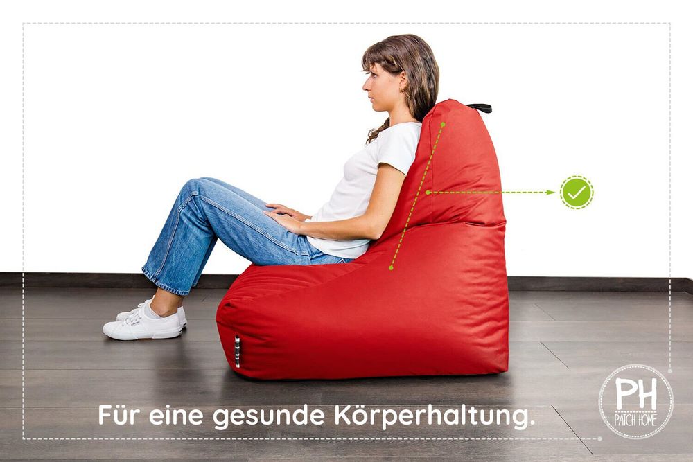 XXL Sitzsack Lounge Sessel Gamer Sitzkissen rot 4