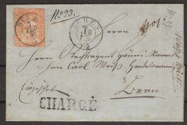 1859 : Strubel Nr.25D auf Brief, Vollstempel, KP 500.--