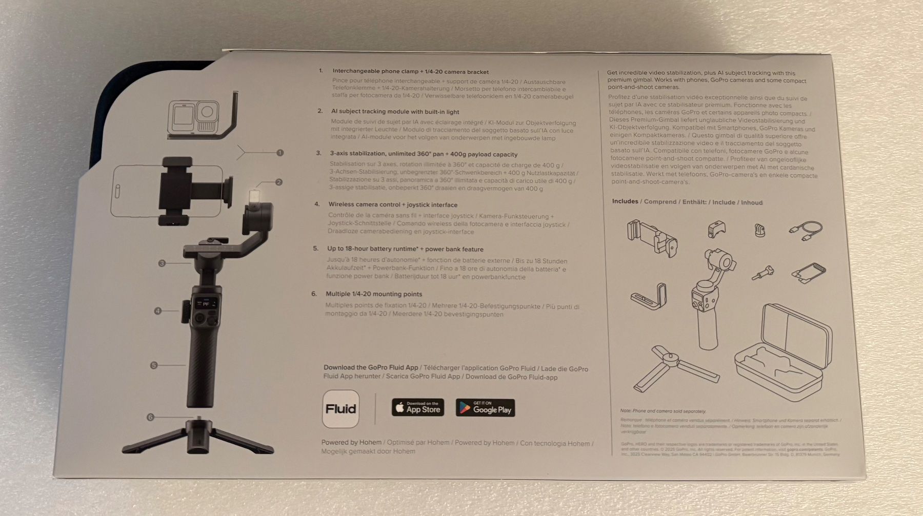 Gopro Treppiedi & Teste: GoPro FLUID PRO AI Multi-Device Gimbal Stabilizer  (NEU) – Nuovo e nell'imballaggio originale da Dietlikon venduto da Web-Trader 2