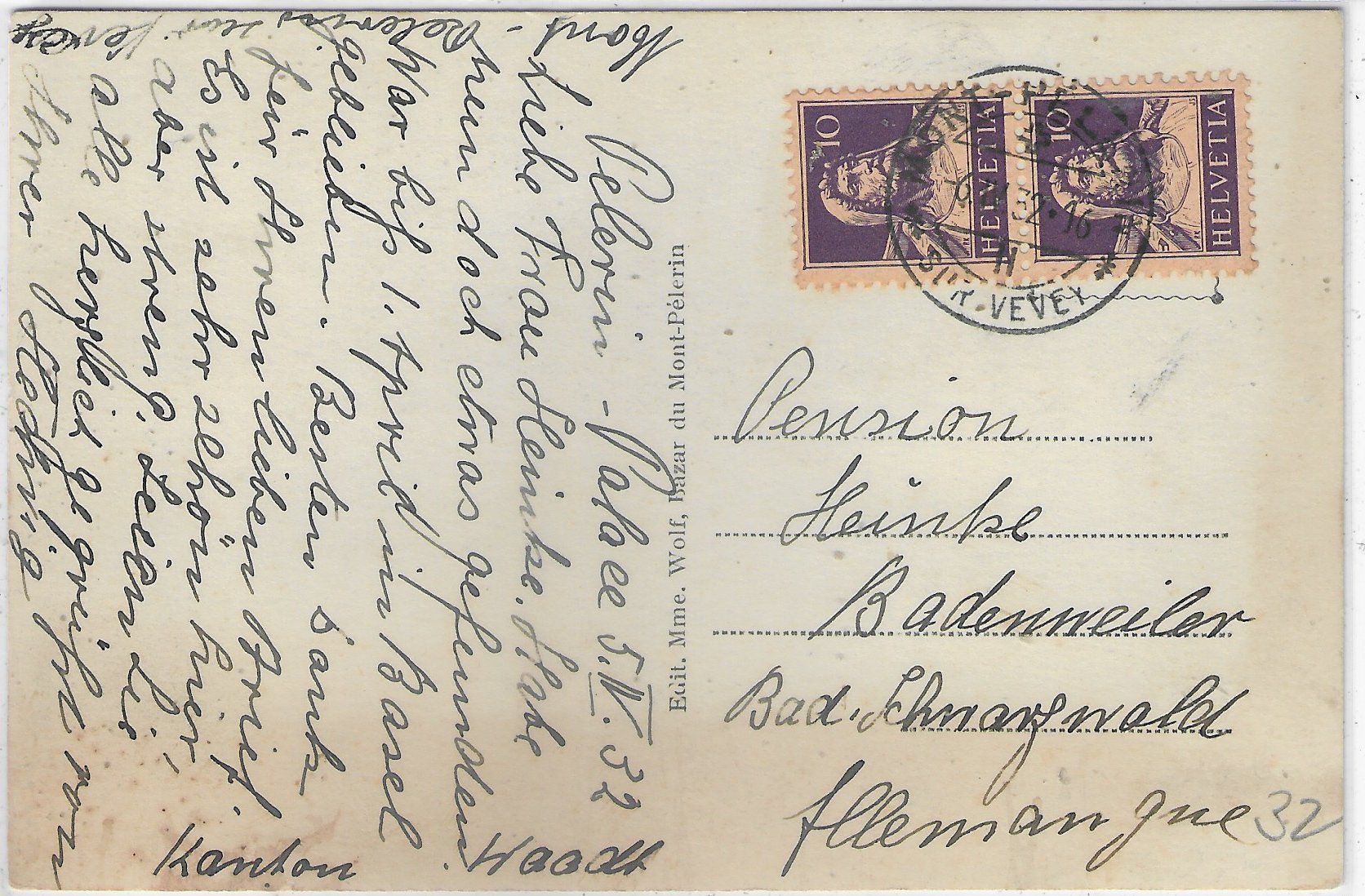 Ansichtskarten: Mont Pelepin - Hotel Pension  Stucky – Gebraucht aus Ettingen von Kartenplanet 1