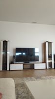 TV Möbel mit Wandregal 4-teilig aus Holz, Glas, Hochglanz