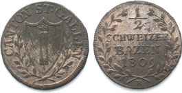 ST. GALLEN Kanton, Halbbatzen 1809 Billon ERHALTUNG! vz+