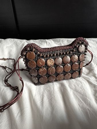 Small Coconut Shell Beads Bag - New - Handmade in Peru