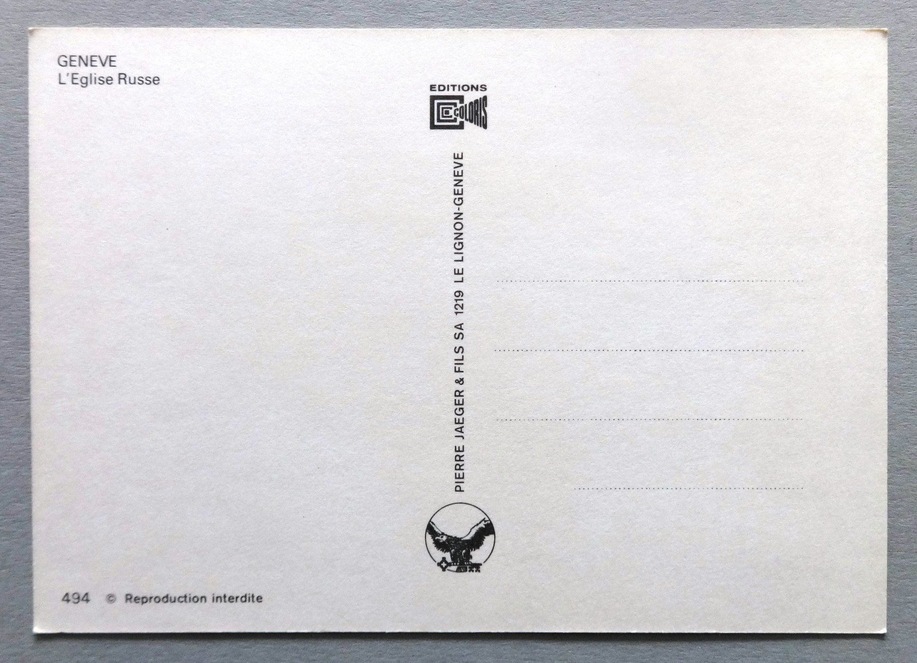 Cartoline postali: Genève - L' Eglise Russe – Usato da Fétigny venduto da Billy2miny 1