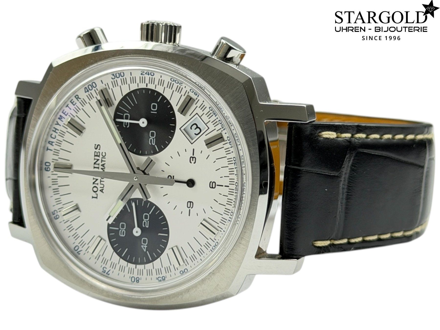 Longines Orologi: Longines Heritage 1973 Column-Wheel Chronograph - L2.791.4.7 – Nuovo e nell'imballaggio originale da Zürich venduto da Stargold-Uhren 1