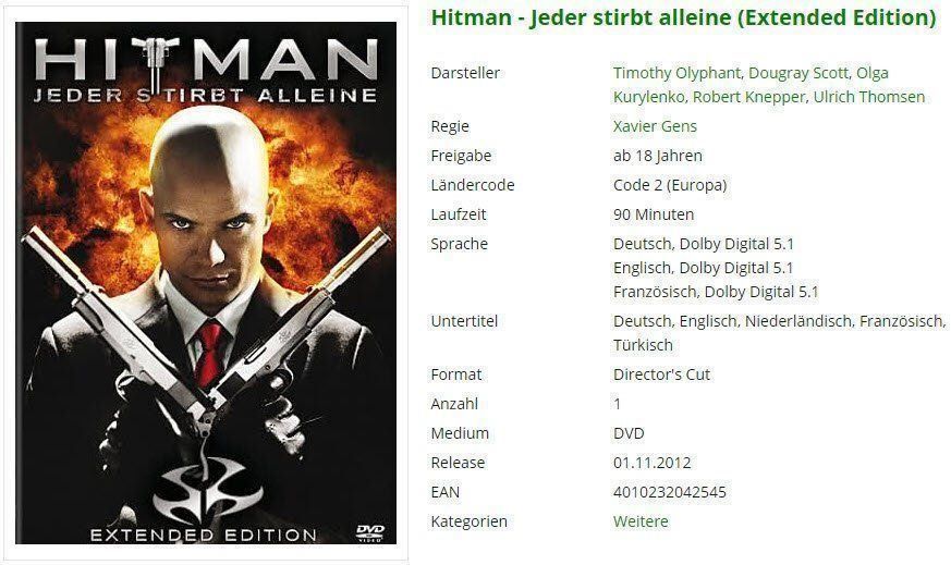 Tutti i DVDs: Hitman - Jeder stirbt alleine - DVD – Usato da Buchrain venduto da Sssschaller