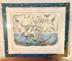 Signierte Lithograpfie,,Aquatauro"-lim.Ed.3/33 Surrealismus