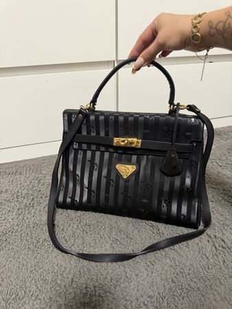Vintage Maison Mollerus Handtasche Schwarz /Gold