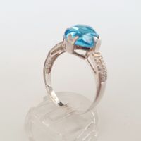 Silber Ring 925 mit blauem Stein, Gr 22,3 mm