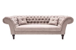 Chesterfield Sofa 225cm in Greige Samt