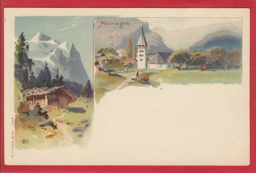 Cartoline postali: MEIRINGEN, LITHO – Usato da Grüningen venduto da Kartenlaube