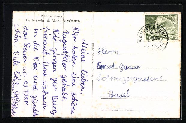 Cartoline postali: Kandergrund, Ferienheim d. M.-K. Birsfel – Usato da Berlin venduto da bartko-reher 1