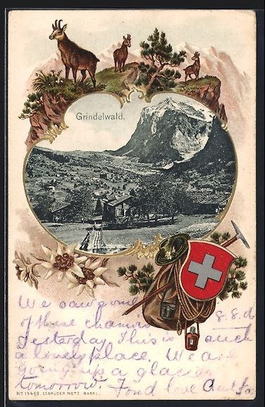 Ansichtskarten: Passepartout-Lithographie Grindelwald, B – Gebraucht aus Berlin von bartko-reher