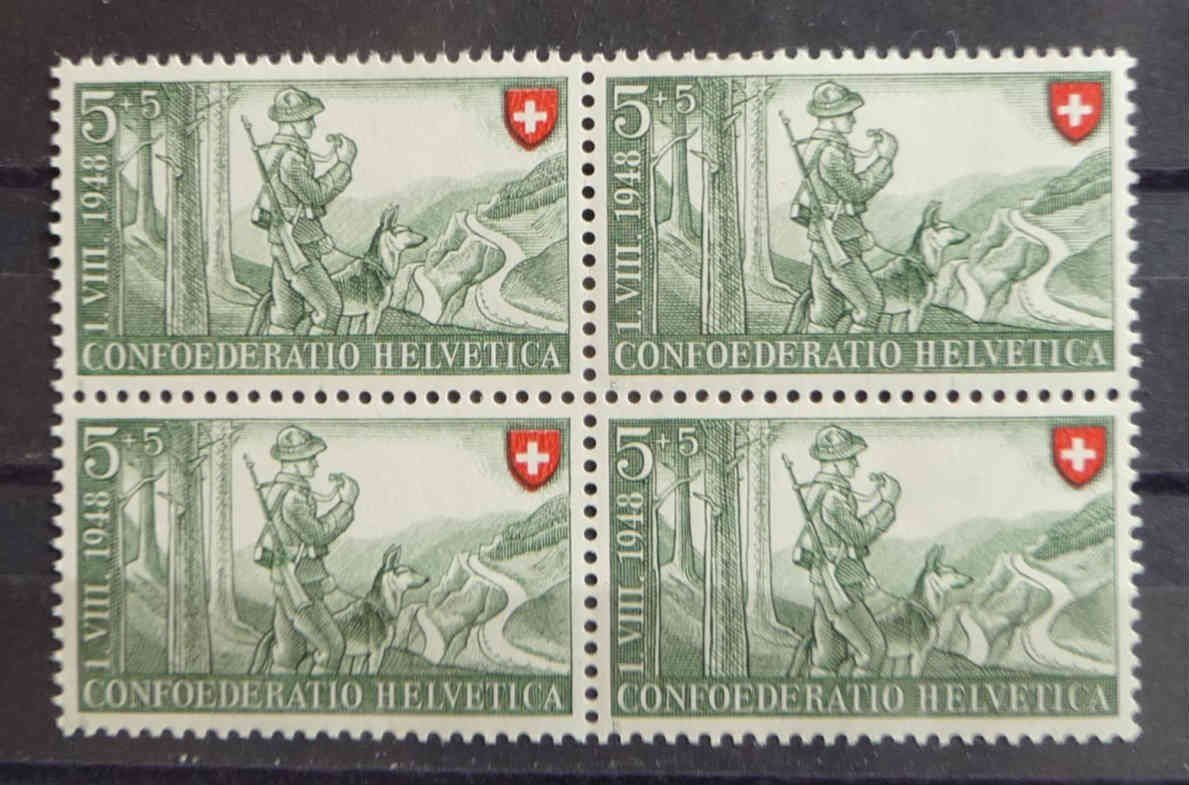 Tutti i francobolli: 1948 Schweiz 4-Block 5 postfrisch – Usato da Horgen venduto da FIR-2008