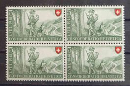 1948 Schweiz 4-Block 5 postfrisch
