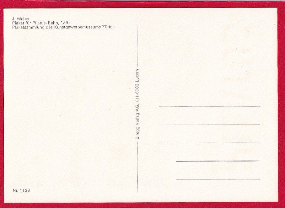 Cartoline postali: PILATUSBAHN, PLAKAT-REPRODUKTION, SEMIMODERNE KARTE – Usato da Grüningen venduto da Kartenlaube 1