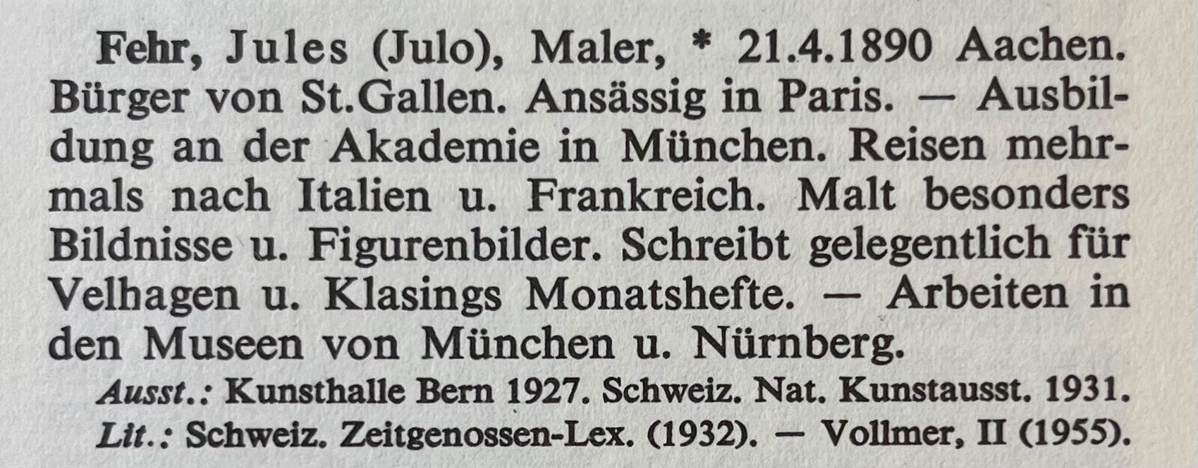 Gemälde: Fehr Jules (1890-1971) – Gebraucht aus Grosshöchstetten von Perle1951 5