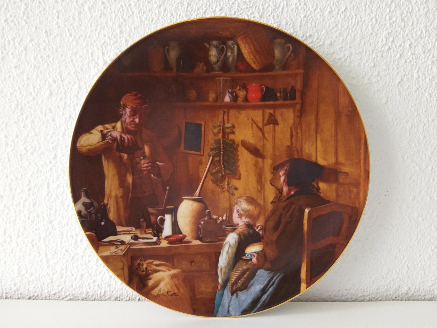 Teller: SUISSE LANGENTHAL "Der Quacksalber" Teller von Albert Anker – Gebraucht aus Cossonay-Ville von Les_1001_perles