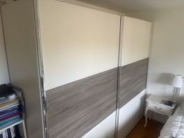 Wardrobe sliding doors white wood-effect 2 doors good condit