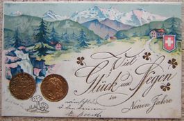 PRÄGE-AK GLÜCK UND SEGEN IM NEUEN JAHRE - GOLDDRUCK - 1905