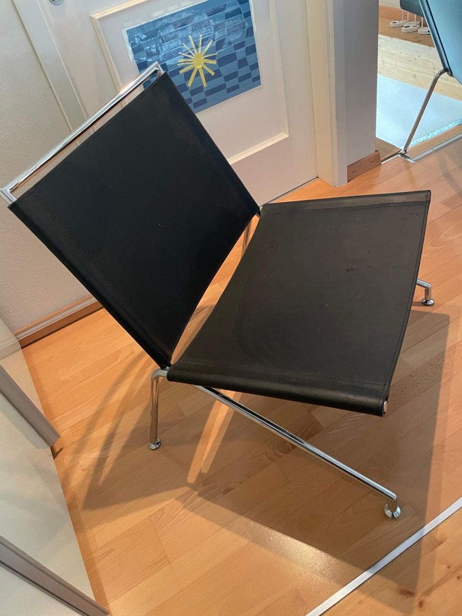 Pfister Poltrone: 2 Designsessel aus Leder mit Chromgestell – Usato da Rütschelen venduto da Adesso 3