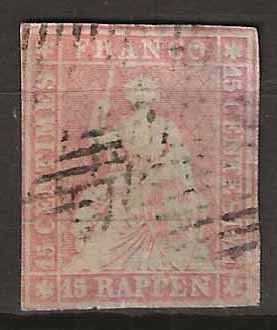Alle Briefmarken: CH024b - Strubel 24b obl. – Gebraucht aus Trélex von Phil_Albert