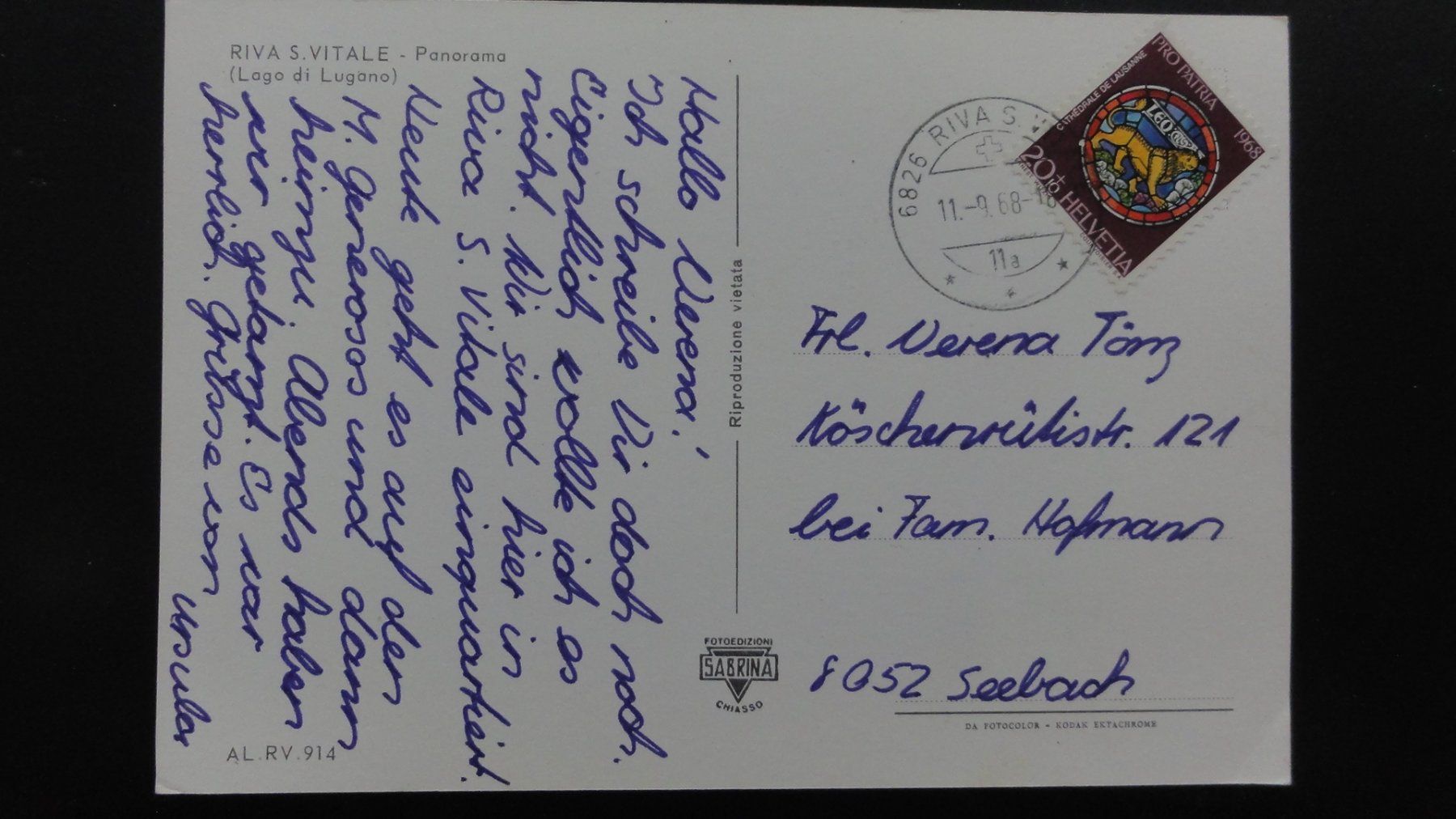 Cartoline postali: Antike Postkarte Lugano Riva S.Vitale – Usato da Abtwil SG venduto da mutts1 1