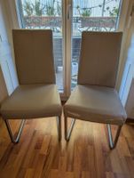 2x Freischwinger Stühle aus Echtleder (Beige/Taupe)