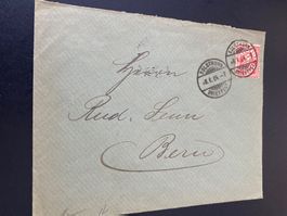 Antikes Kuvert 1904 von Solothurn - Bern  10er rot  Helvetia