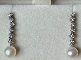 Perlen Ohrringe, Silber 925, NEU