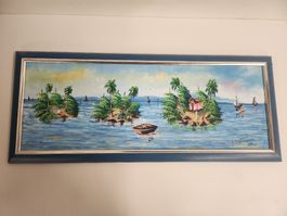 Seelandschaft Ölbild Ernst Pierrei 98' gerahmt 25x 60cm