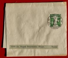 GANZSACHE STREIFBAND BRUNNHOFER MAJOR AARAU AARGAU 1918