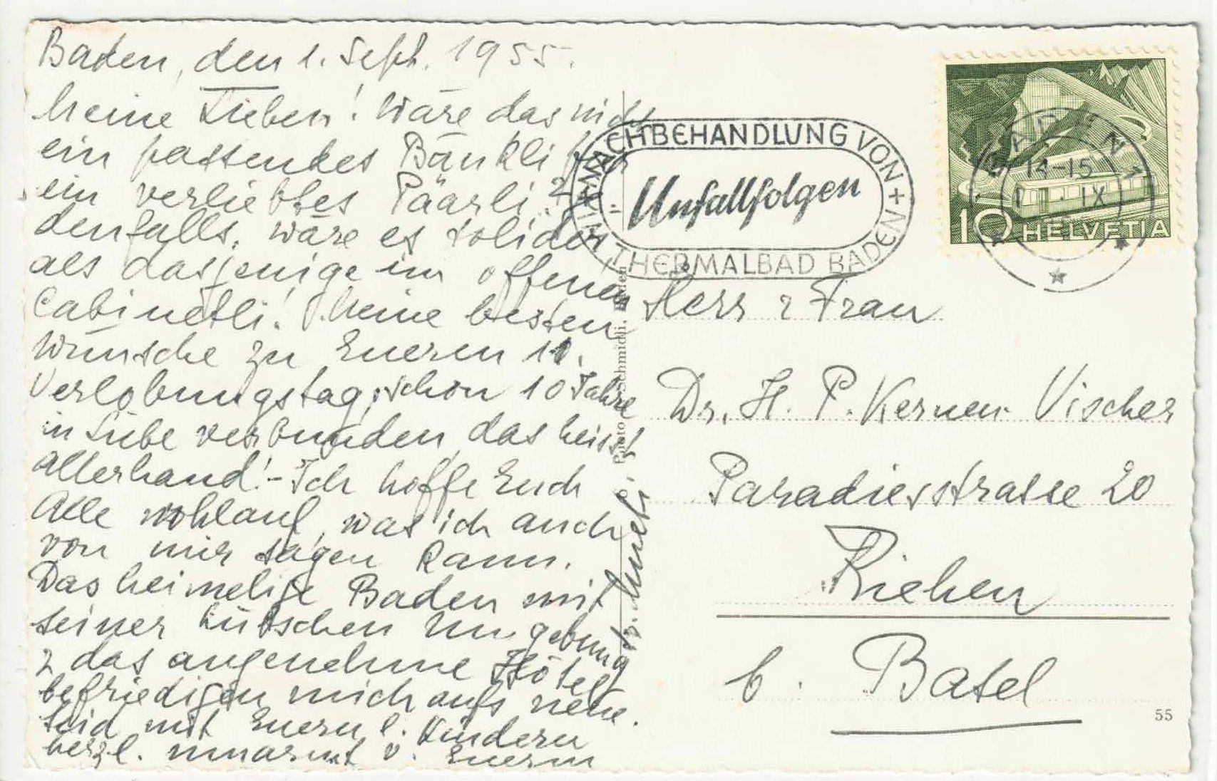 Cartoline postali: Kurort Baden - Limmatpromenade – Usato da Ettingen venduto da Kartenplanet 1