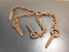 Antike rostige Eisenkette mit Bissen und Wirbel