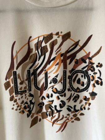 T-shirt blanc Liu Jo Milano motif animal S été, strass