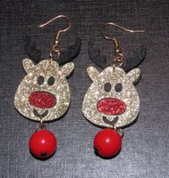Paire de boucles d'oreilles rennes de Noël scintillantes!...