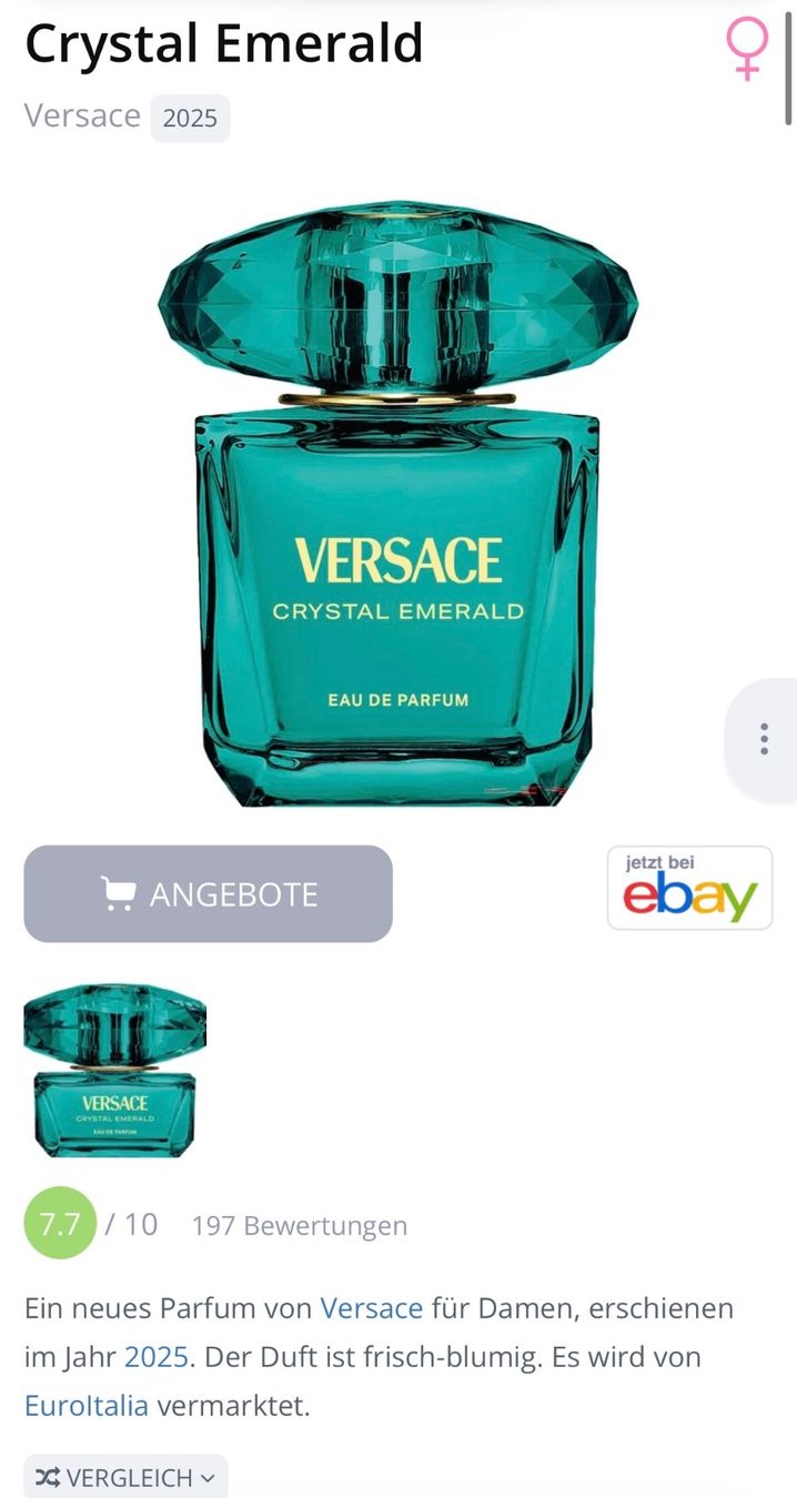 Versace Parfum & Eau de Toilette: Versace Crystal Emerald EDP Duftprobe 2ML – Gebraucht aus Zürich von deruja 2